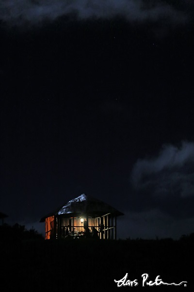 The dining hut in moonlight